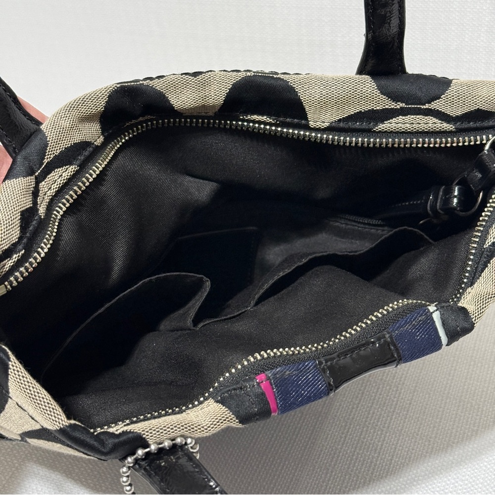 Coach Signature Shoulder Purse Tote Black Grey Bl… - image 4